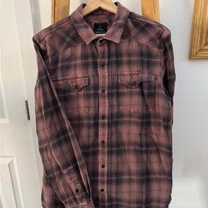 Prana Men's Casual Plaid Shirt - Black and Brown